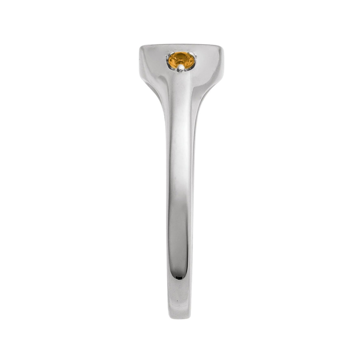Sapphire Row Engravable Natural Gemstone Accented Signet Ring - Citrine, 14K White Gold (view 3)