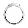 Sapphire Row Engravable Natural Gemstone Accented Signet Ring - Mozambique Garnet, 14K White Gold (view 2)