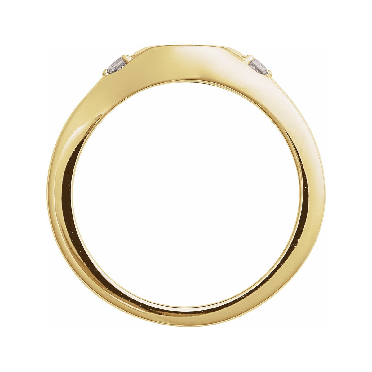Sapphire Row Engravable Natural Gemstone Accented Signet Ring - White Sapphire, 14K Yellow Gold (view 2)