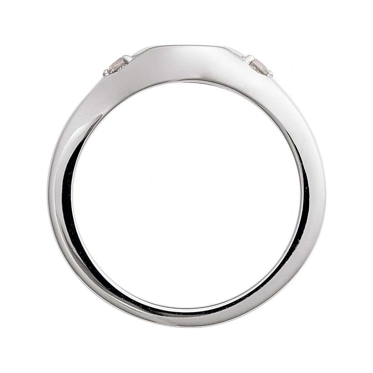 Sapphire Row Engravable Natural Gemstone Accented Signet Ring - White Sapphire, 14K White Gold (view 2)
