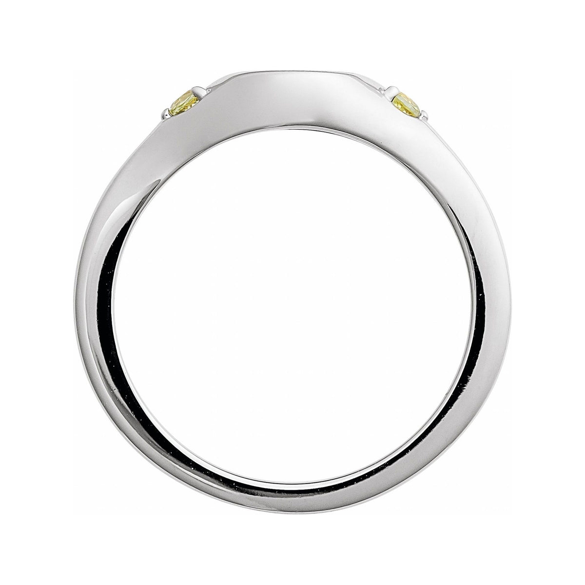Sapphire Row Engravable Natural Gemstone Accented Signet Ring - Peridot, Platinum (view 2)