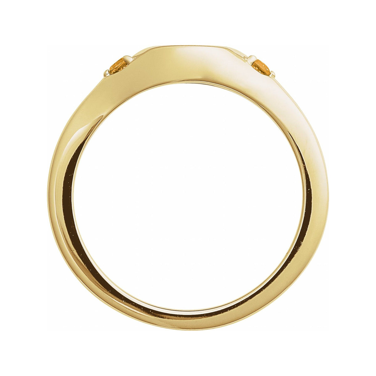 Sapphire Row Engravable Natural Gemstone Accented Signet Ring - Citrine, 14K Yellow Gold (view 2)