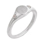 Sapphire Row Engravable Natural Gemstone Accented Signet Ring - White Sapphire, Platinum