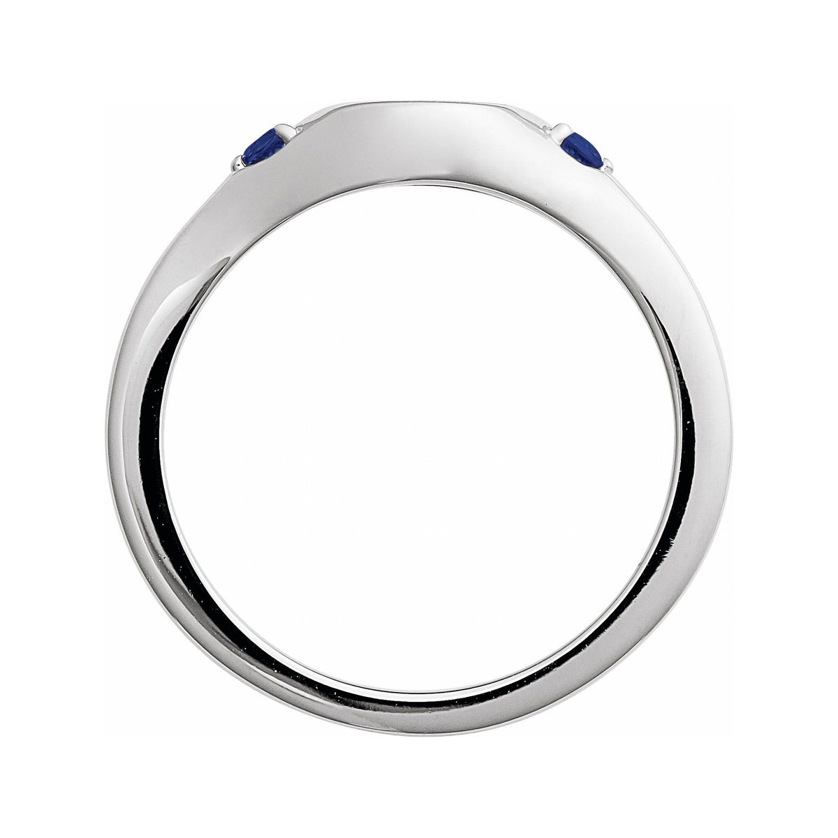 Sapphire Row Engravable Lab-Grown Gemstone Accented Signet Ring - Blue Sapphire, 14K White Gold (view 2)