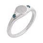 Sapphire Row Engravable Lab-Grown Gemstone Accented Signet Ring - Alexandrite, Platinum