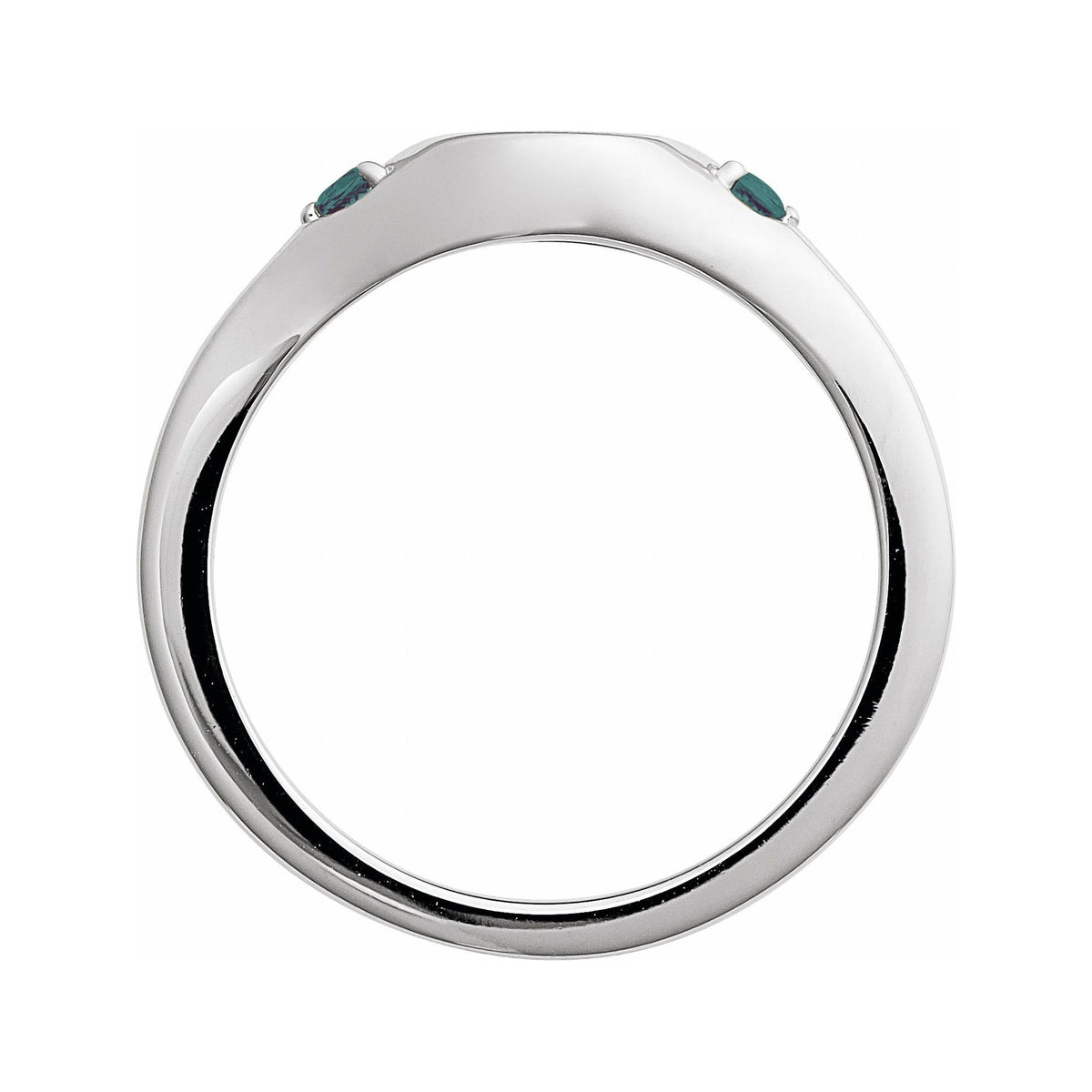 Sapphire Row Engravable Lab-Grown Gemstone Accented Signet Ring - Alexandrite, Platinum (view 2)