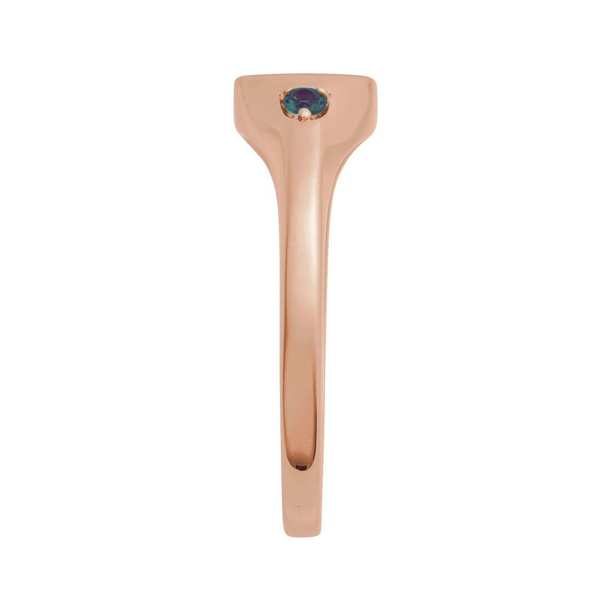 Sapphire Row Engravable Lab-Grown Gemstone Accented Signet Ring - Alexandrite, 14K Rose Gold (view 3)