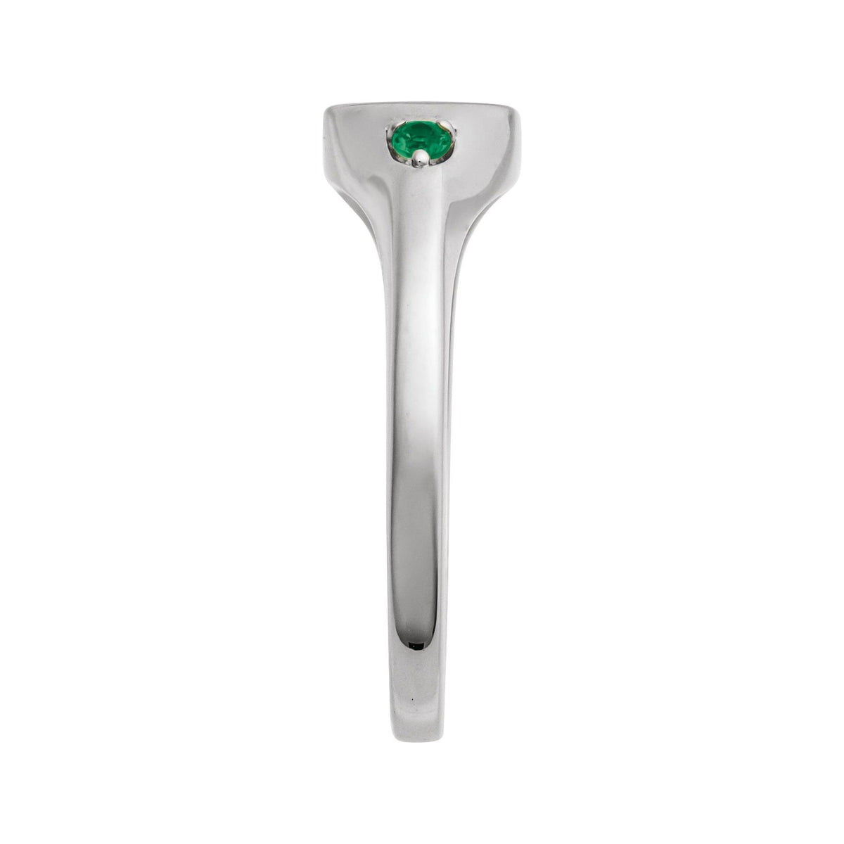 Sapphire Row Engravable Lab-Grown Gemstone Accented Signet Ring - Emerald, Platinum (view 3)