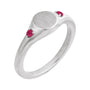 Sapphire Row Engravable Lab-Grown Gemstone Accented Signet Ring - Ruby, Platinum