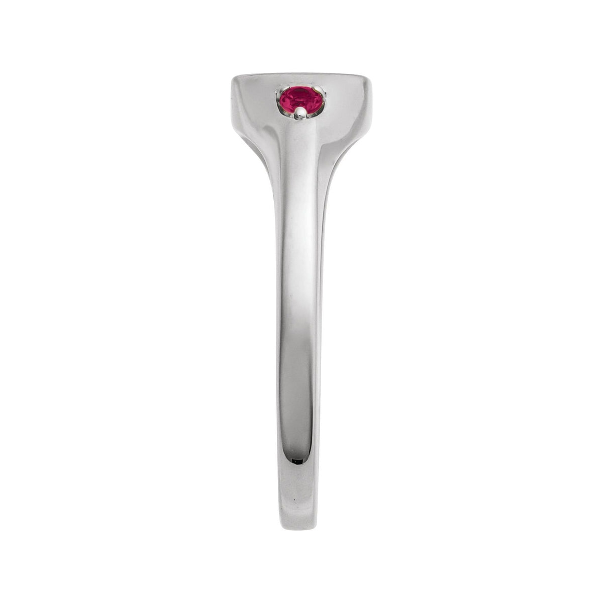 Sapphire Row Engravable Lab-Grown Gemstone Accented Signet Ring - Ruby, Platinum (view 3)