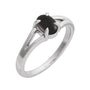 Sapphire Row Natural Gemstone Claw-Prong Cabochon Ring - Onyx, Platinum, Oval 7 × 5 mm