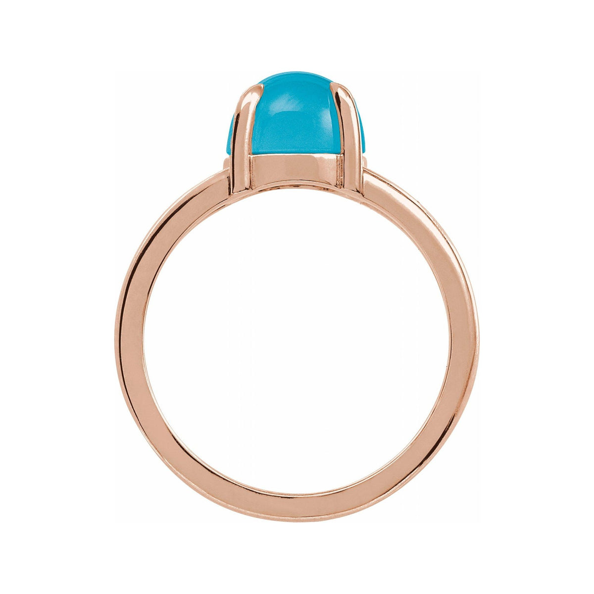 Sapphire Row Natural Gemstone Claw-Prong Cabochon Ring - Turquoise, 14K Rose Gold, Round 6 mm (view 2)