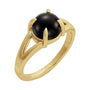 Sapphire Row Natural Gemstone Claw-Prong Cabochon Ring - Onyx, 14K Yellow Gold