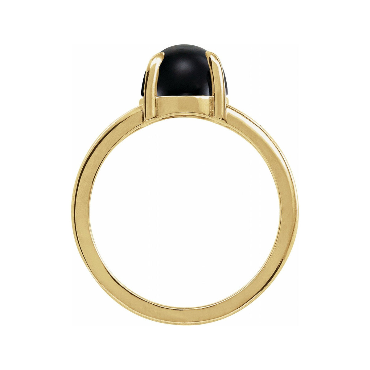 Sapphire Row Natural Gemstone Claw-Prong Cabochon Ring - Onyx, 14K Yellow Gold (view 2)