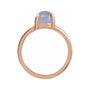Sapphire Row Natural Gemstone Claw-Prong Cabochon Ring - Chalcedony, 14K Rose Gold, Round 8 mm (view 2)