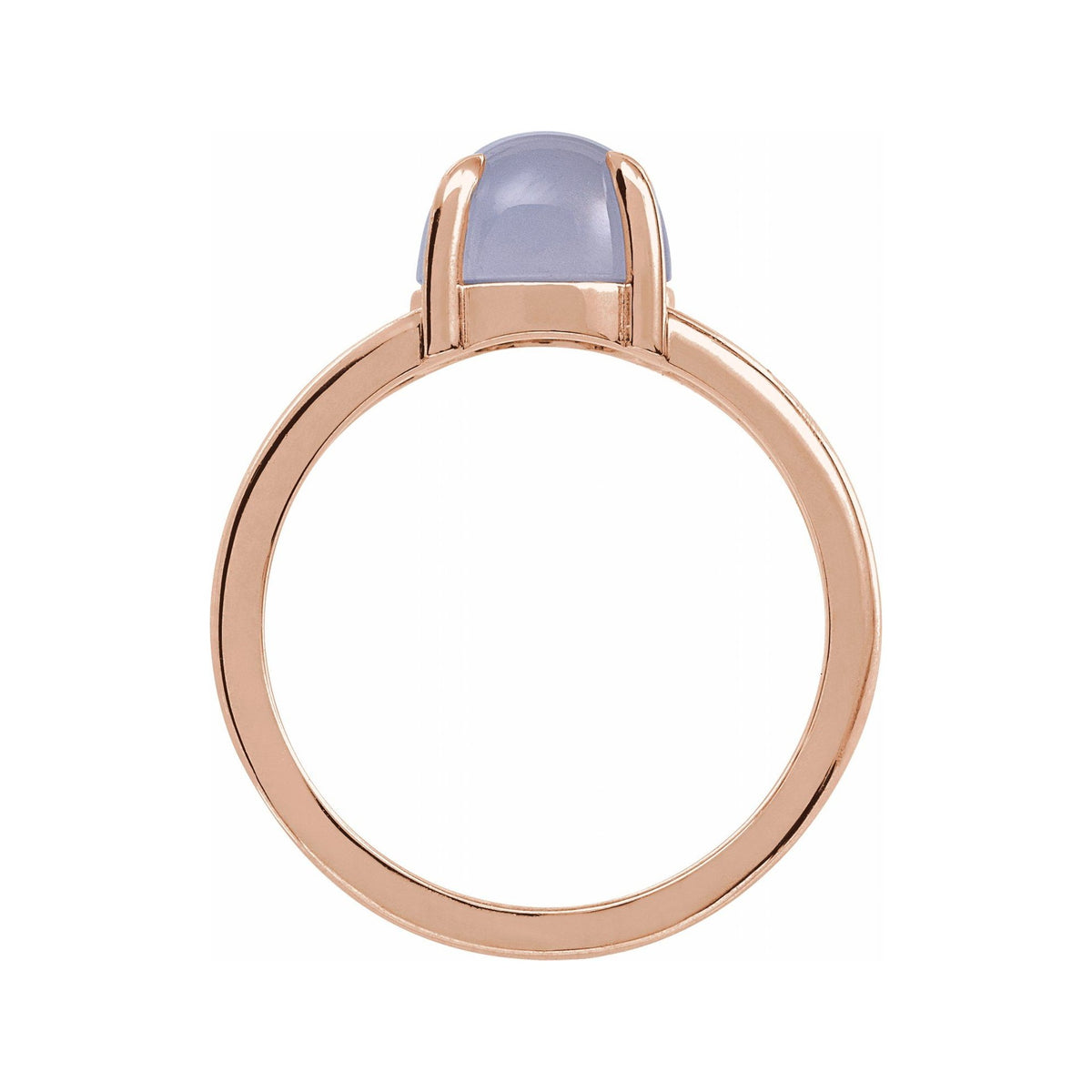 Sapphire Row Natural Gemstone Claw-Prong Cabochon Ring - Chalcedony, 14K Rose Gold, Round 8 mm (view 2)