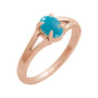 Sapphire Row Natural Gemstone Claw-Prong Cabochon Ring - Turquoise, 14K Rose Gold, Oval 7 × 5 mm
