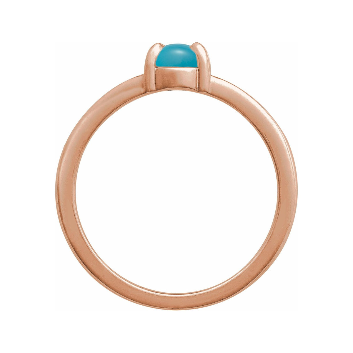 Sapphire Row Natural Gemstone Claw-Prong Cabochon Ring - Turquoise, 14K Rose Gold, Oval 7 × 5 mm (view 2)