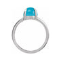 Sapphire Row Natural Gemstone Claw-Prong Cabochon Ring - Turquoise, 14K White Gold, Round 6 mm (view 2)