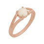 Sapphire Row Natural Gemstone Claw-Prong Cabochon Ring - White Opal, 14K Rose Gold, Round 6 mm