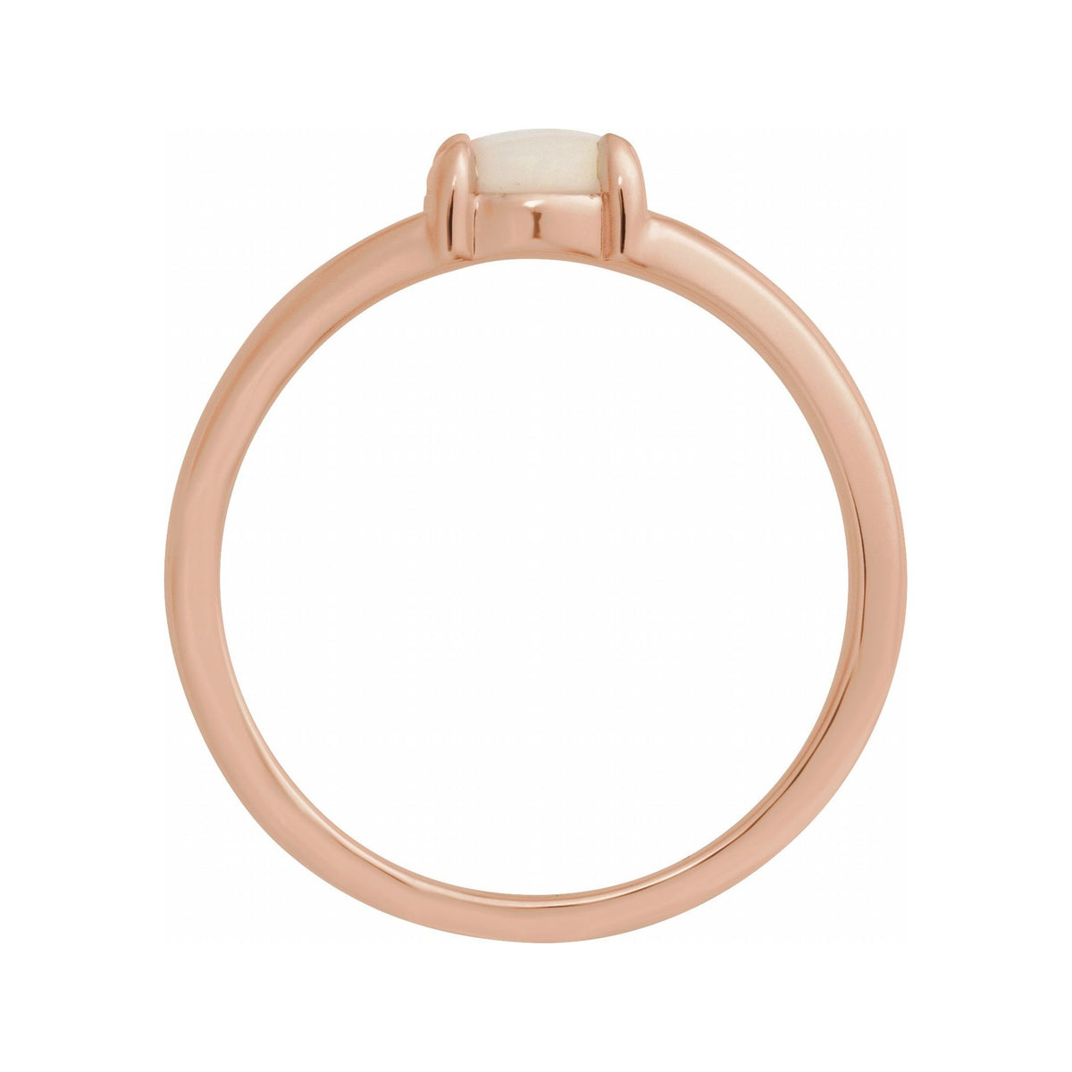 Sapphire Row Natural Gemstone Claw-Prong Cabochon Ring - White Opal, 14K Rose Gold, Round 6 mm (view 2)