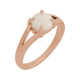 Sapphire Row Natural Gemstone Claw-Prong Cabochon Ring - White Opal, 14K Rose Gold, Round 7 mm