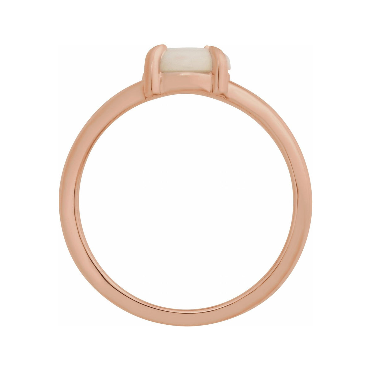 Sapphire Row Natural Gemstone Claw-Prong Cabochon Ring - White Opal, 14K Rose Gold, Round 7 mm (view 2)
