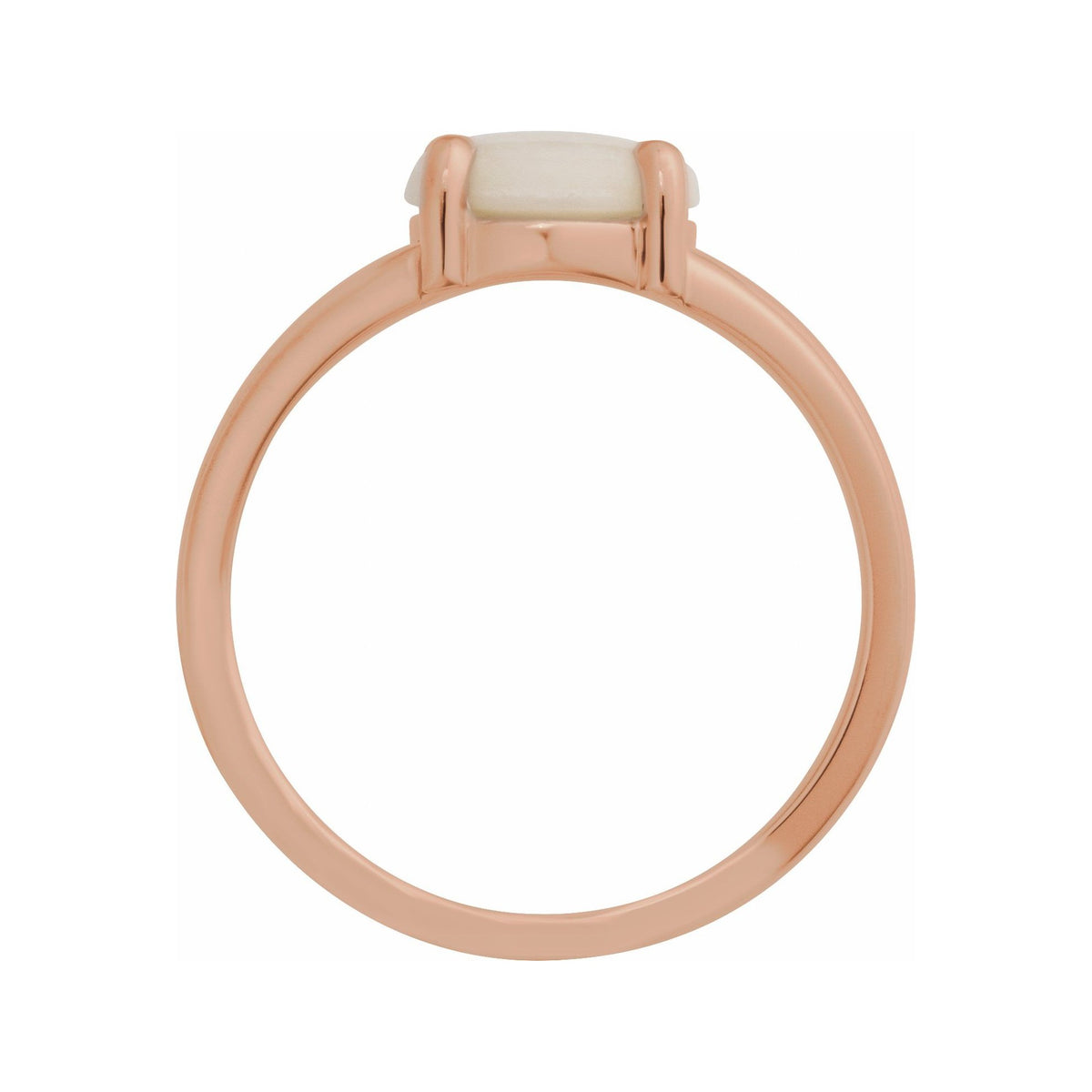 Sapphire Row Natural Gemstone Claw-Prong Cabochon Ring - White Opal, 14K Rose Gold, Round 8 mm (view 2)