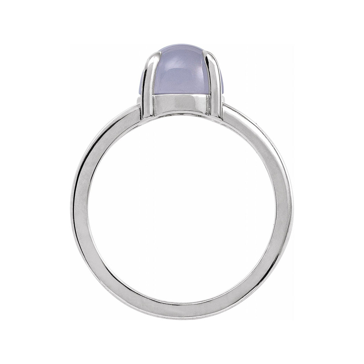 Sapphire Row Natural Gemstone Claw-Prong Cabochon Ring - Chalcedony, Platinum, Round 8 mm (view 2)
