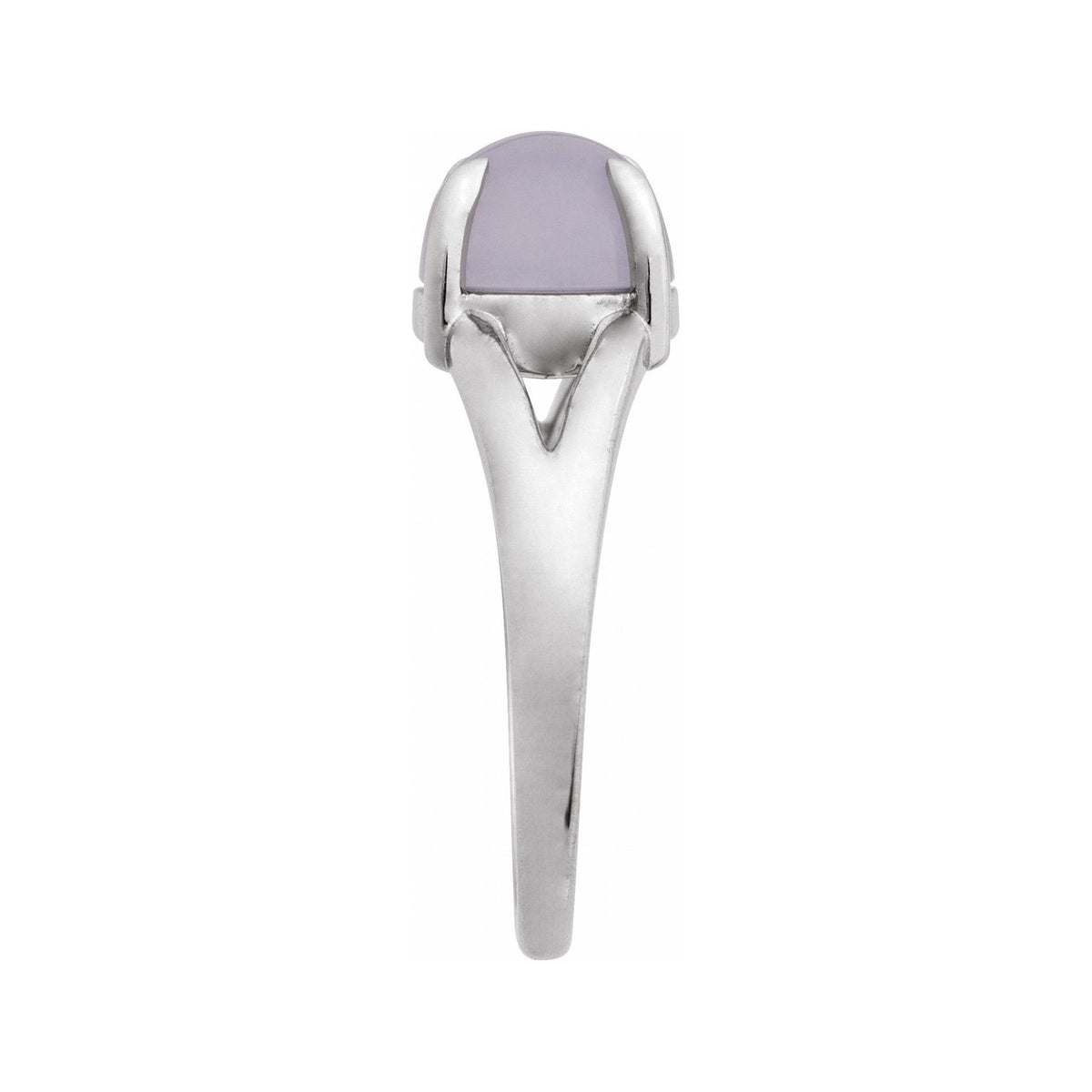 Sapphire Row Natural Gemstone Claw-Prong Cabochon Ring - Chalcedony, Platinum, Round 8 mm (view 3)