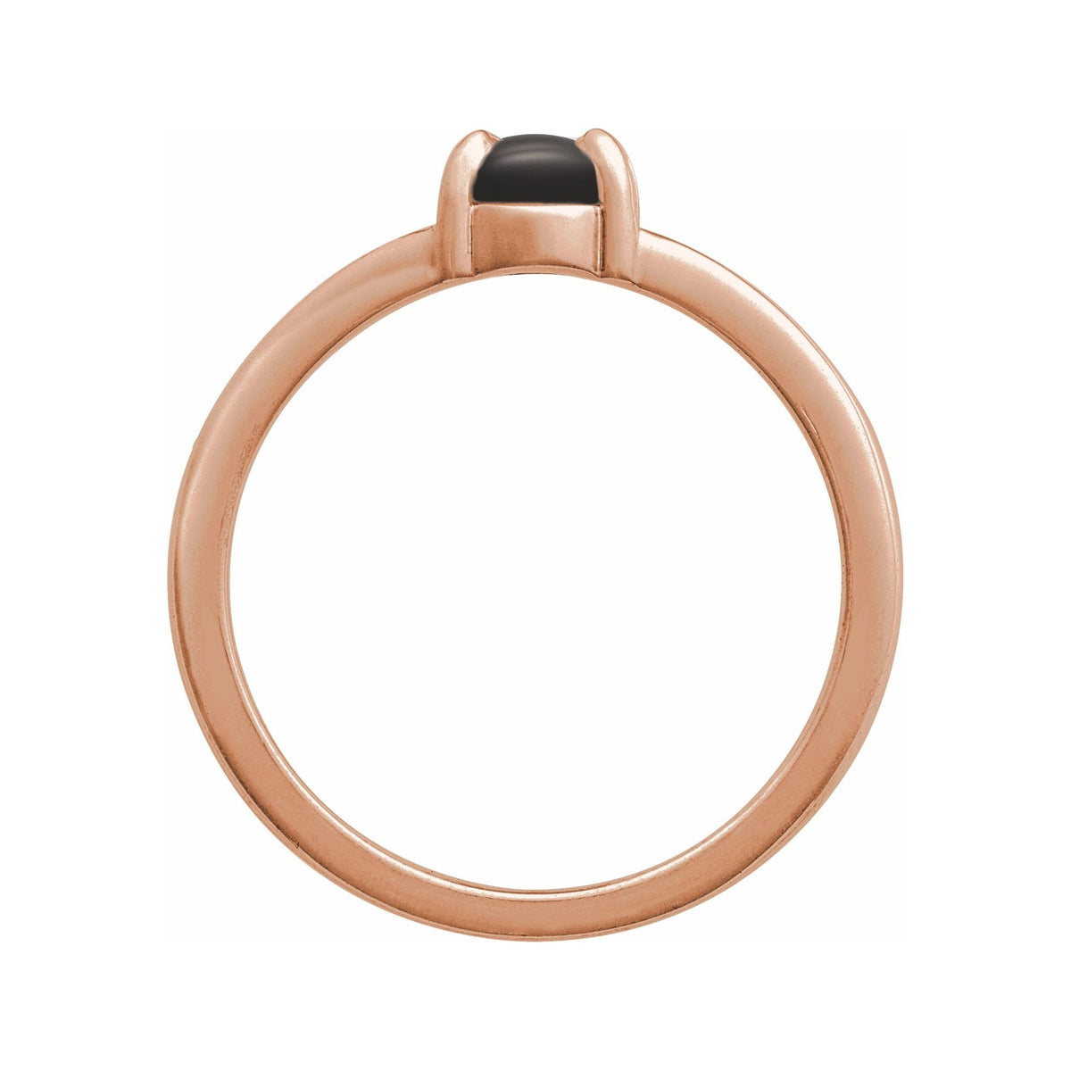 Sapphire Row Natural Gemstone Claw-Prong Cabochon Ring - Onyx, 14K Rose Gold, Oval 7 × 5 mm (view 2)