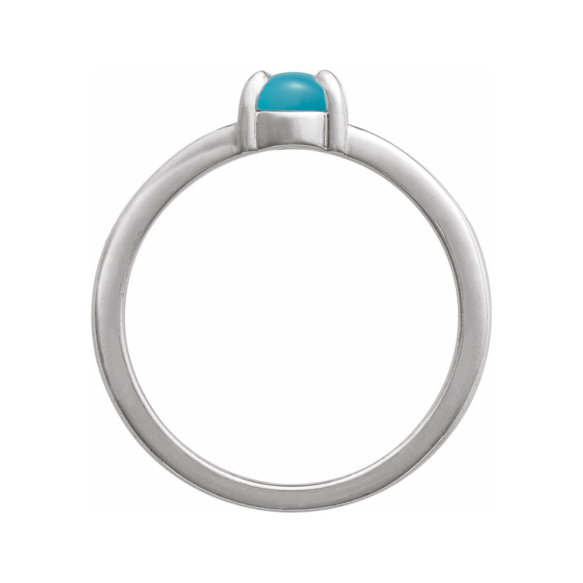 Sapphire Row Natural Gemstone Claw-Prong Cabochon Ring - Turquoise, Platinum, Oval 7 × 5 mm (view 2)