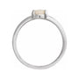 Sapphire Row Natural Gemstone Claw-Prong Cabochon Ring - White Opal, Platinum, Round 6 mm (view 2)