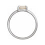 Sapphire Row Natural Gemstone Claw-Prong Cabochon Ring - White Opal, Platinum, Round 7 mm (view 2)
