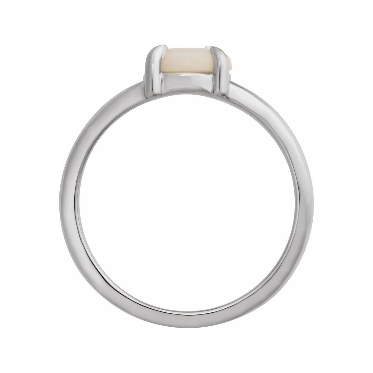 Sapphire Row Natural Gemstone Claw-Prong Cabochon Ring - White Opal, Platinum, Round 7 mm (view 2)