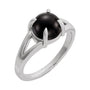 Sapphire Row Natural Gemstone Claw-Prong Cabochon Ring - Onyx, Platinum