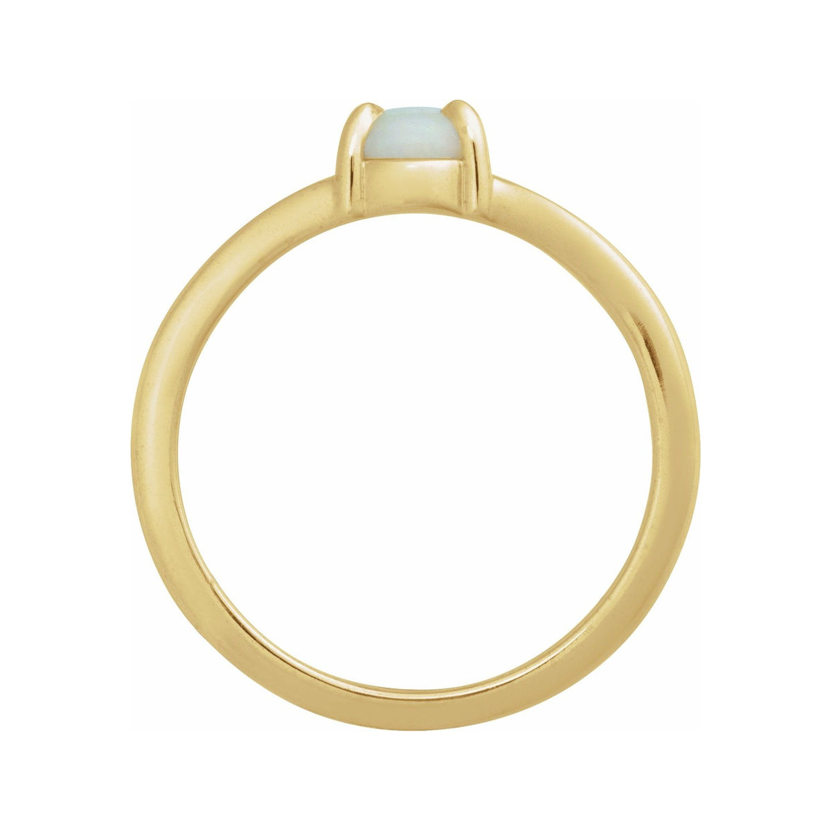 Sapphire Row Natural Gemstone Claw-Prong Cabochon Ring - White Opal, 14K Yellow Gold, Oval 7 × 5 mm (view 2)