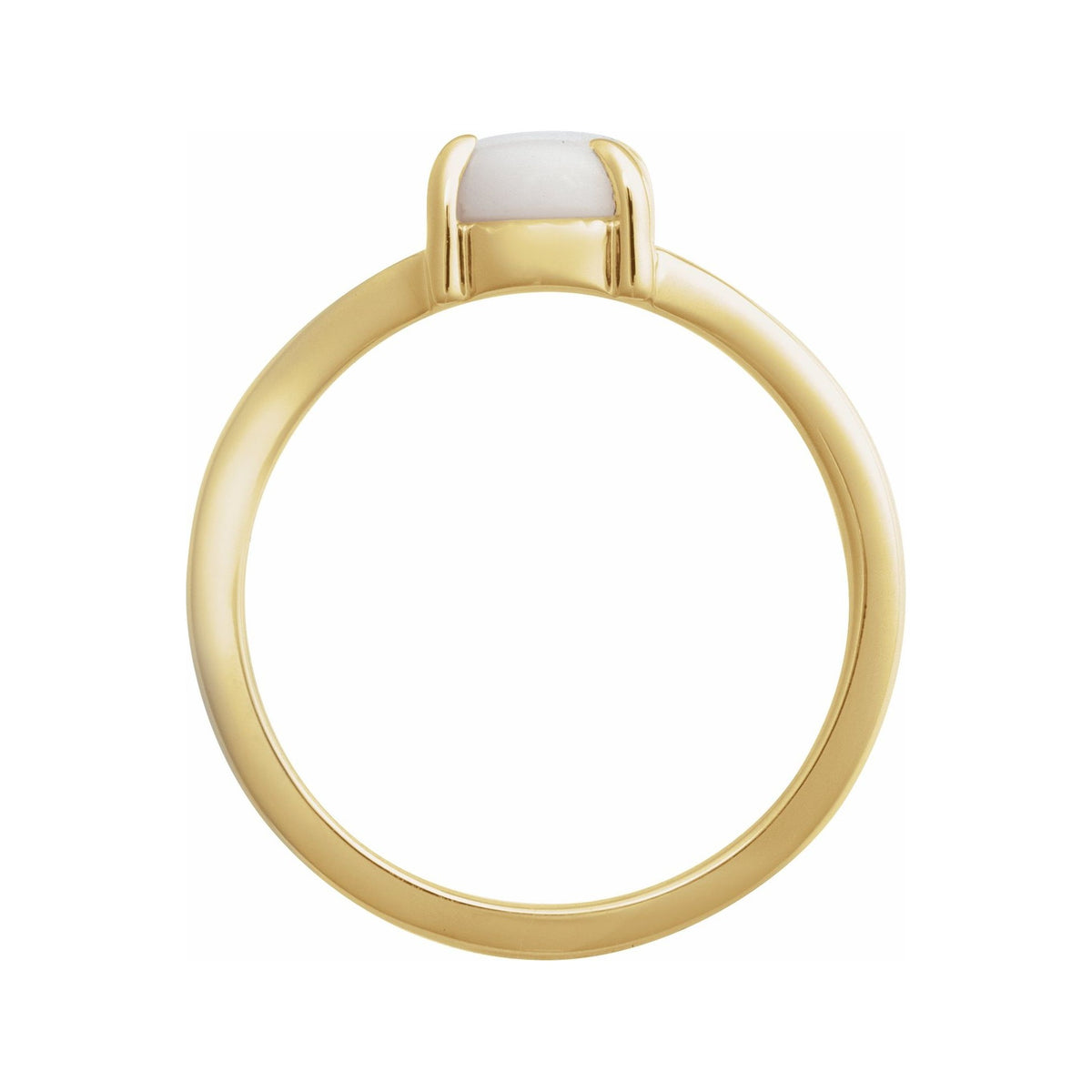 Sapphire Row Natural Gemstone Claw-Prong Cabochon Ring - White Opal, 14K Yellow Gold, Oval 8 × 6 mm (view 2)