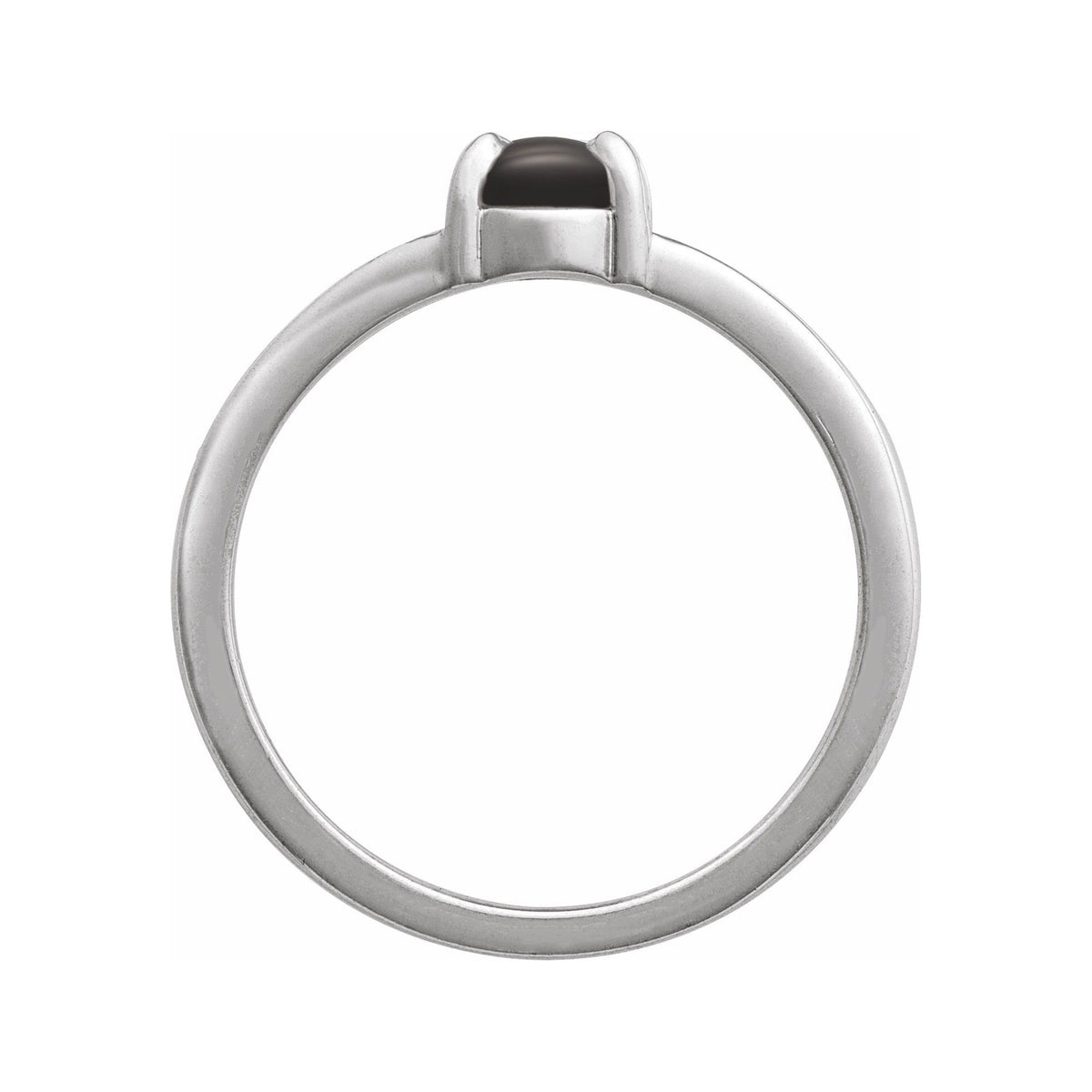 Sapphire Row Natural Gemstone Claw-Prong Cabochon Ring - Onyx, 14K White Gold, Oval 7 × 5 mm (view 2)