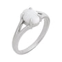 Sapphire Row Natural Gemstone Claw-Prong Cabochon Ring - White Opal, Platinum, Oval 8 × 6 mm