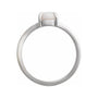 Sapphire Row Natural Gemstone Claw-Prong Cabochon Ring - White Opal, Platinum, Oval 8 × 6 mm (view 2)