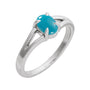 Sapphire Row Natural Gemstone Claw-Prong Cabochon Ring - Turquoise, 14K White Gold, Oval 7 × 5 mm