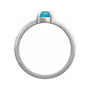 Sapphire Row Natural Gemstone Claw-Prong Cabochon Ring - Turquoise, 14K White Gold, Oval 7 × 5 mm (view 2)
