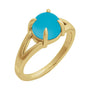 Sapphire Row Natural Gemstone Claw-Prong Cabochon Ring - Turquoise, 14K Yellow Gold, Round 6 mm