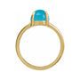 Sapphire Row Natural Gemstone Claw-Prong Cabochon Ring - Turquoise, 14K Yellow Gold, Round 6 mm (view 2)