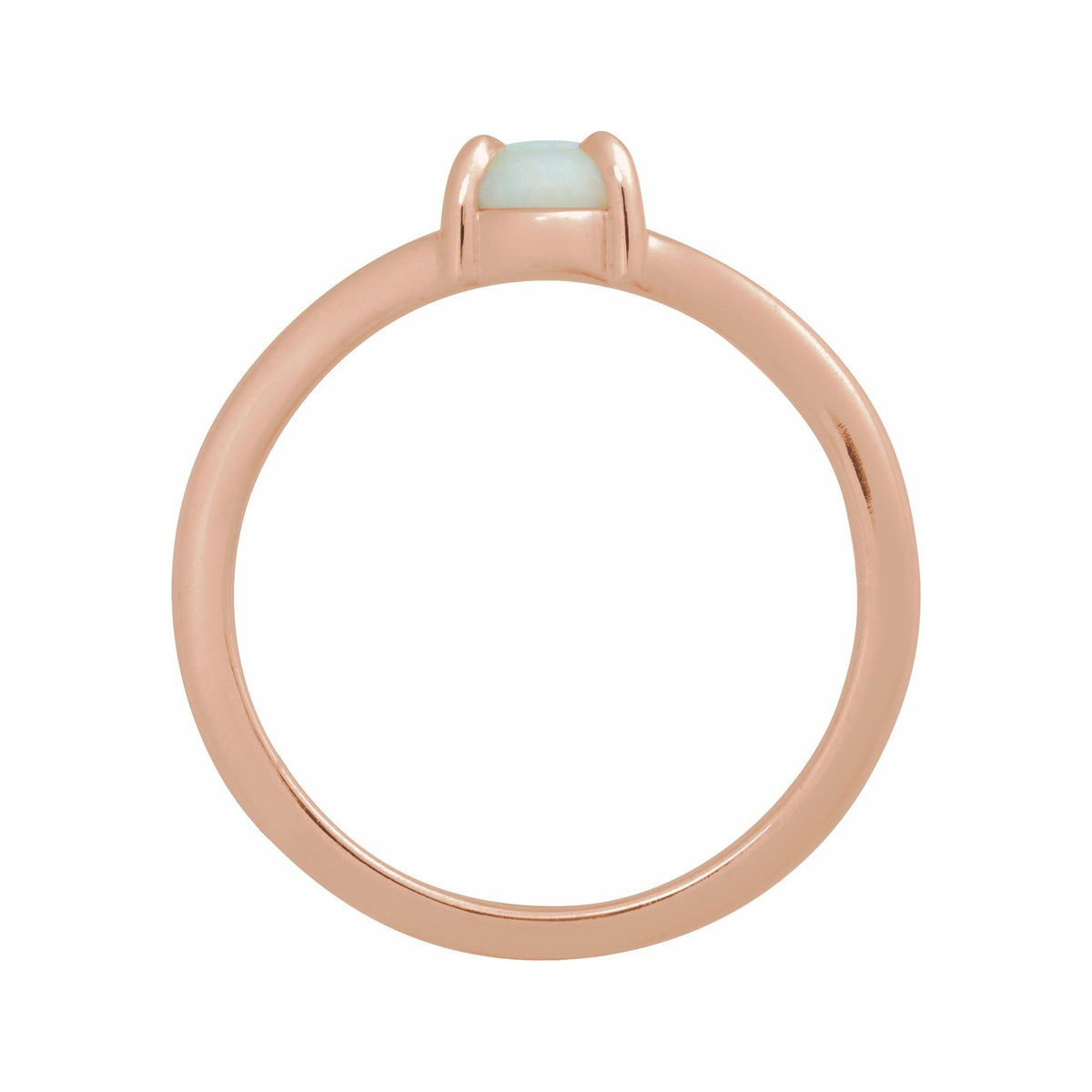 Sapphire Row Natural Gemstone Claw-Prong Cabochon Ring - White Opal, 14K Rose Gold, Oval 7 × 5 mm (view 2)