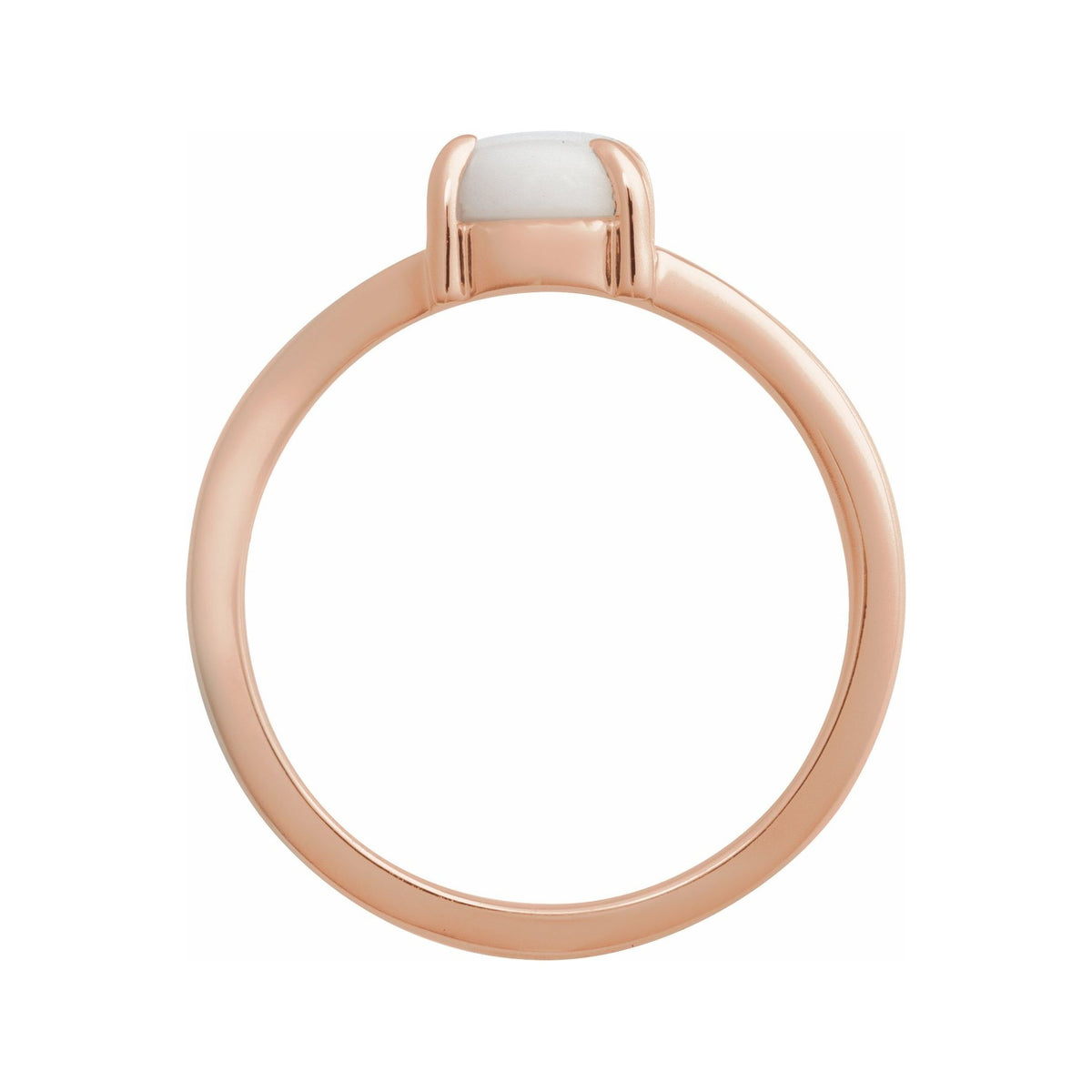 Sapphire Row Natural Gemstone Claw-Prong Cabochon Ring - White Opal, 14K Rose Gold, Oval 8 × 6 mm (view 2)