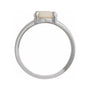 Sapphire Row Natural Gemstone Claw-Prong Cabochon Ring - White Opal, 14K White Gold, Round 8 mm (view 2)