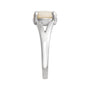 Sapphire Row Natural Gemstone Claw-Prong Cabochon Ring - White Opal, 14K White Gold, Round 8 mm (view 3)