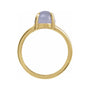 Sapphire Row Natural Gemstone Claw-Prong Cabochon Ring - Chalcedony, 14K Yellow Gold, Round 8 mm (view 2)